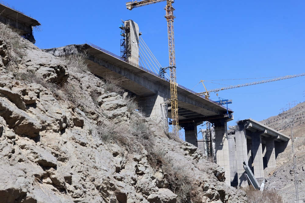 A view of the B1 bridge is pictured, a day after it was destroyed by a strike in Karaj, around 20miles (35kms) southwest of Tehran (AFP/Getty)