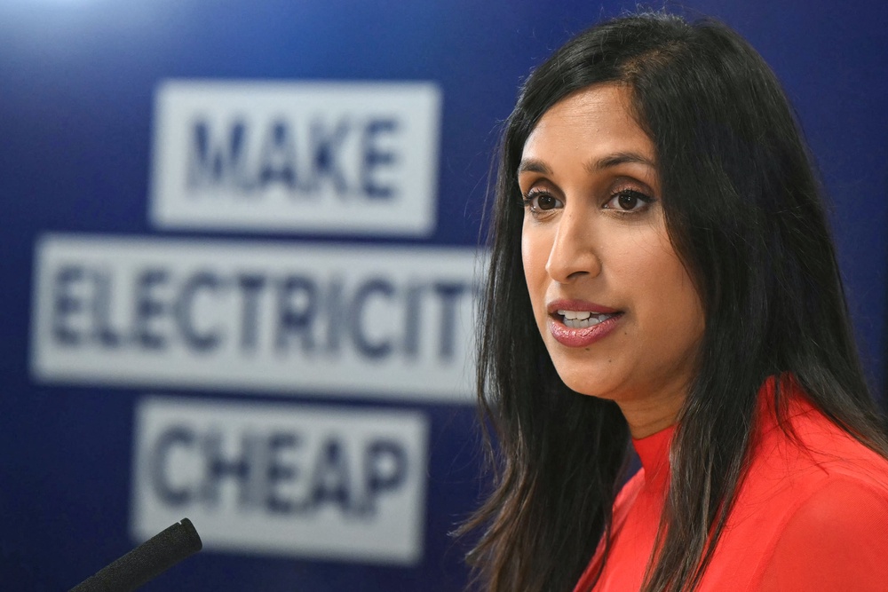 The shadow energy secretary Claire Coutinho laid out her party’s case for planning to ditch net zero in a speech on Wednesday (AFP/Getty)