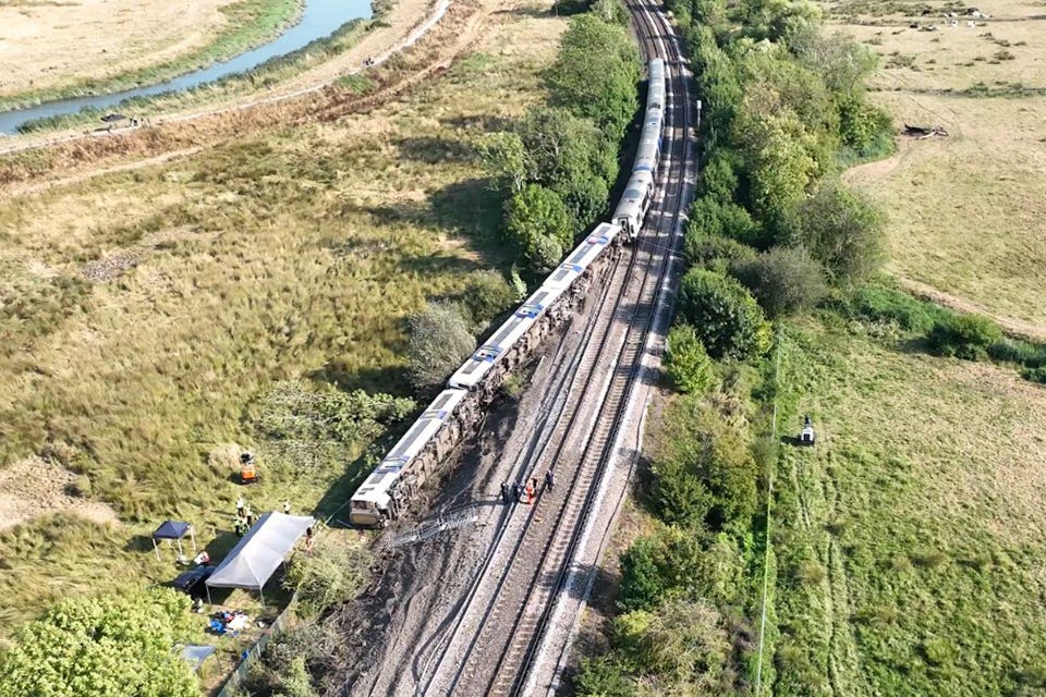Investigators have found a rail track defect at the point where a train derailed in East Sussex last week, injuring 30 people (Network Rail)