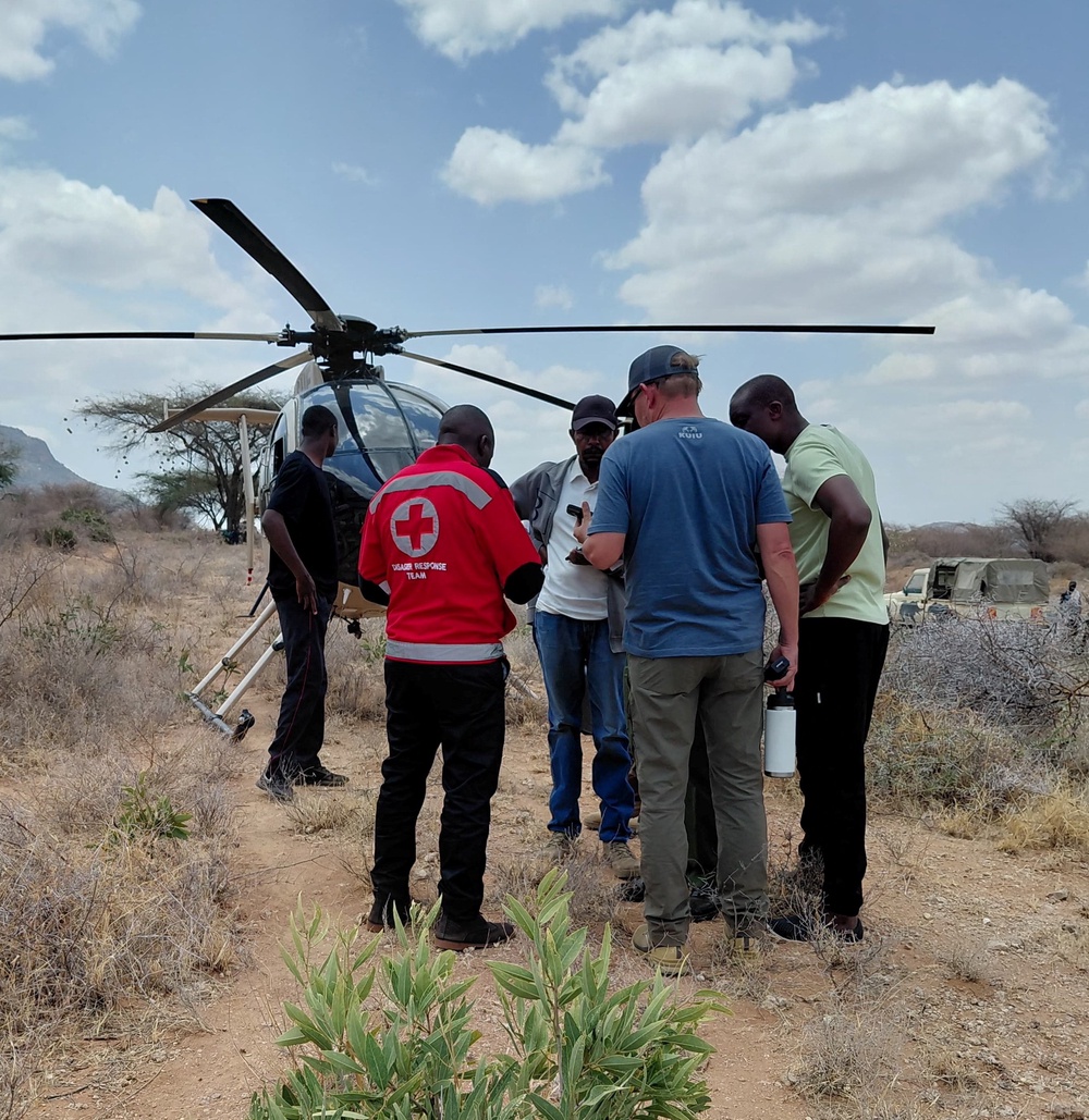 Rescue officials at the site of the tourist helicopter crash (Kenya Red Cross)