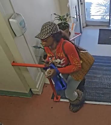 The 36-year-old was seen on surveillance camera leaving her job shortly after midnight on July 17, wearing  a baseball cap, red sweatshirt, gray sweatpants and brown furry boots (Fairfield Police)
