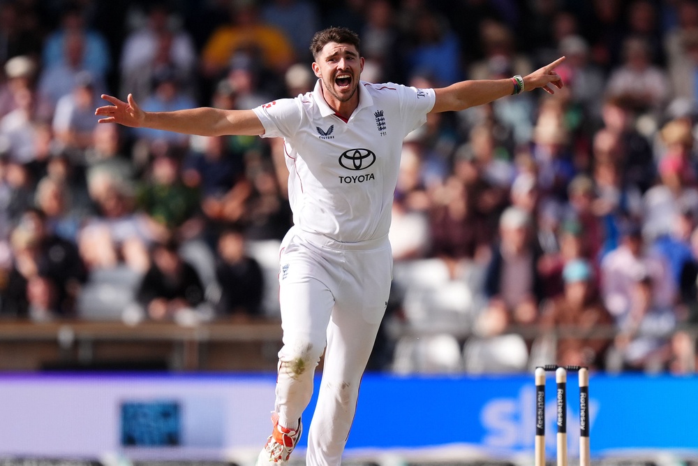 Josh Tongue celebrates a wicket (Mike Egerton/PA) (PA Wire)