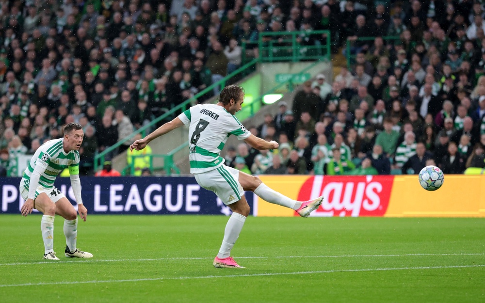 Benjamin Nygren of Celtic scores his team’s first goal (Getty)