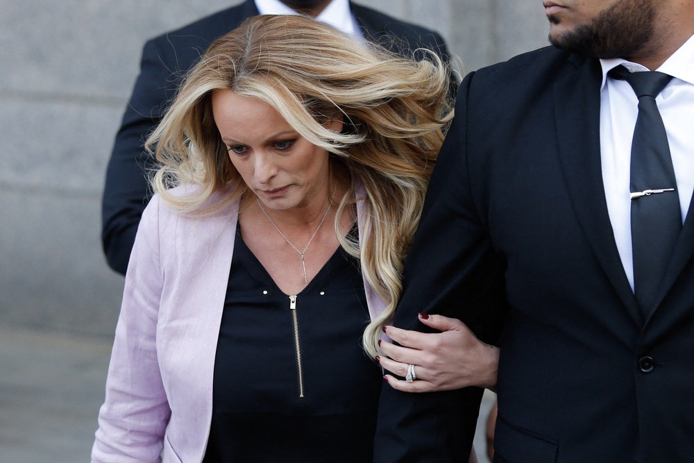 Stephanie Clifford, also known as the adult film star Stormy Daniels, at Manhattan federal court in 2018 (AFP/Getty)