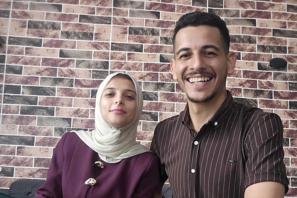 Neveen and her husband, Mohammed, married just months ago, looking to get their life back on track after years of war (Neveen Abu Hatab)