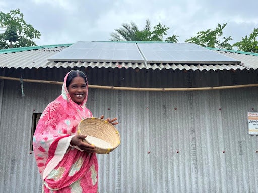 Bashonti Mondal, who Practical Action supported with a solar-powered rice-husking machine, before the closure of its project in the Sundarbans (Practical Action)