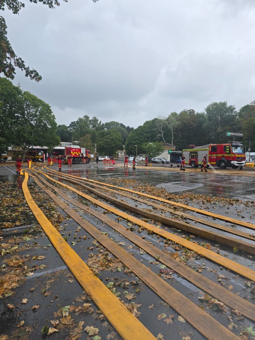 Hampshire & Isle of Wight Fire & Rescue Service during the clean up operation following the wildfire in protected heathland in the New Forest (PA)