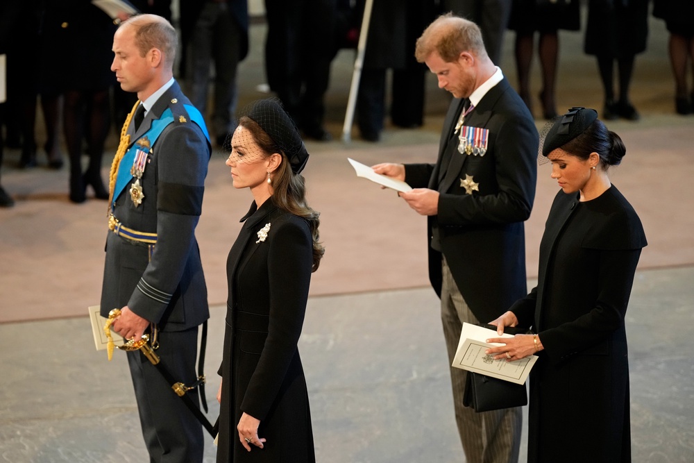The Prince and Princess of Wales and the Duke and Duchess of Sussex at the late Queen’s lying in state in 2022 (Christopher Furlong/PA) (PA Archive)