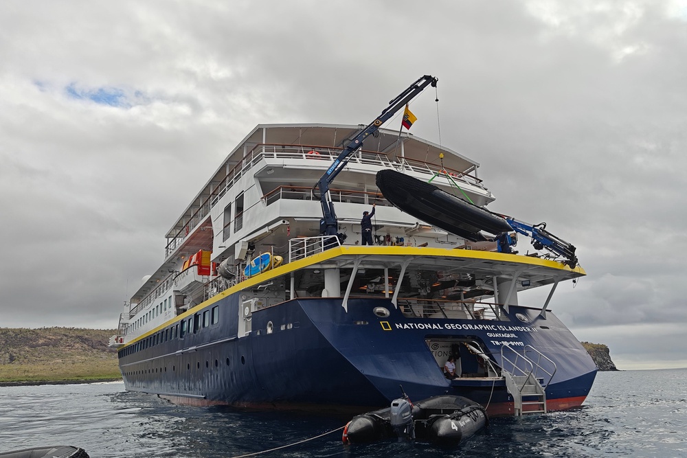 National Geographic Islander II rests in the calm Galapagos waters (Marc Shoffman)