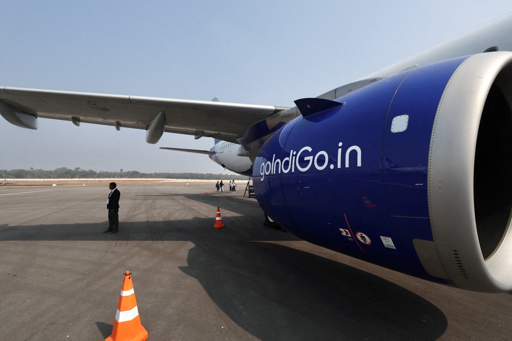 IndiGo aircraft is displayed during the Wings India 2026 civil aviation show at the Begumpet airport in Hyderabad, India, on 29 January 2026 (Reuters)