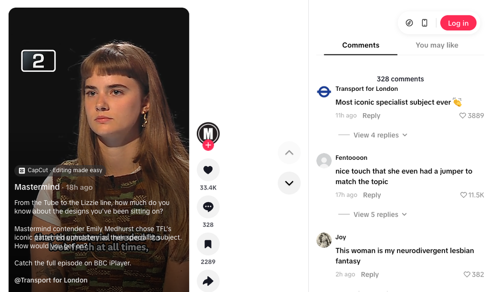Emily found a fan in the official Transport for London account (TikTok/BBC)