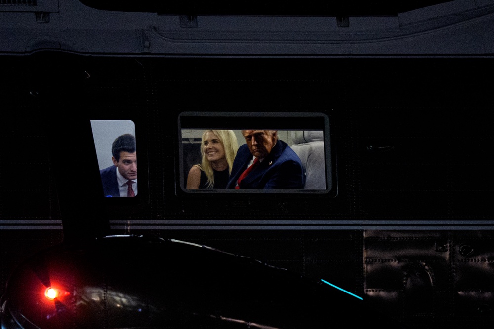 'Natalie Harp is a beloved White House Official, and the Fake News Media will never understand what it’s like to be as trusted and admired as her,' a White House spokesperson previously told The Independent. Pictured: Trump and Harp are seen inside Marine One on September 18, 2025 (Getty Images)