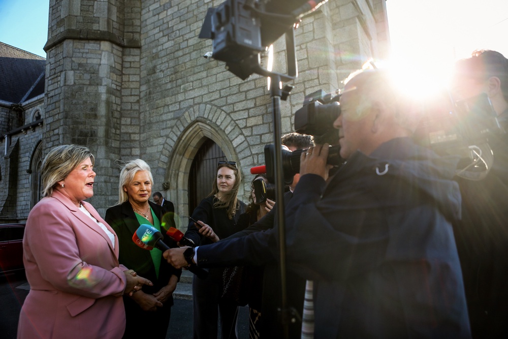 Minister of State for Mental Health Mary Butler and Minister of State for Public Health Jennifer Murnane O’Connor at the vigil (Evan Treacy/PA) (PA Wire)