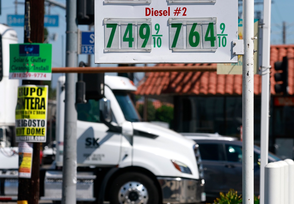 According to data from AAA, diesel prices in California have risen 30 cents in the last month (Getty)