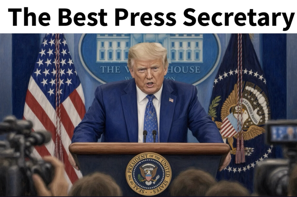Trump also posted an AI-generated image of himself addressing the press (Truth Social/@RealDonaldTrump)