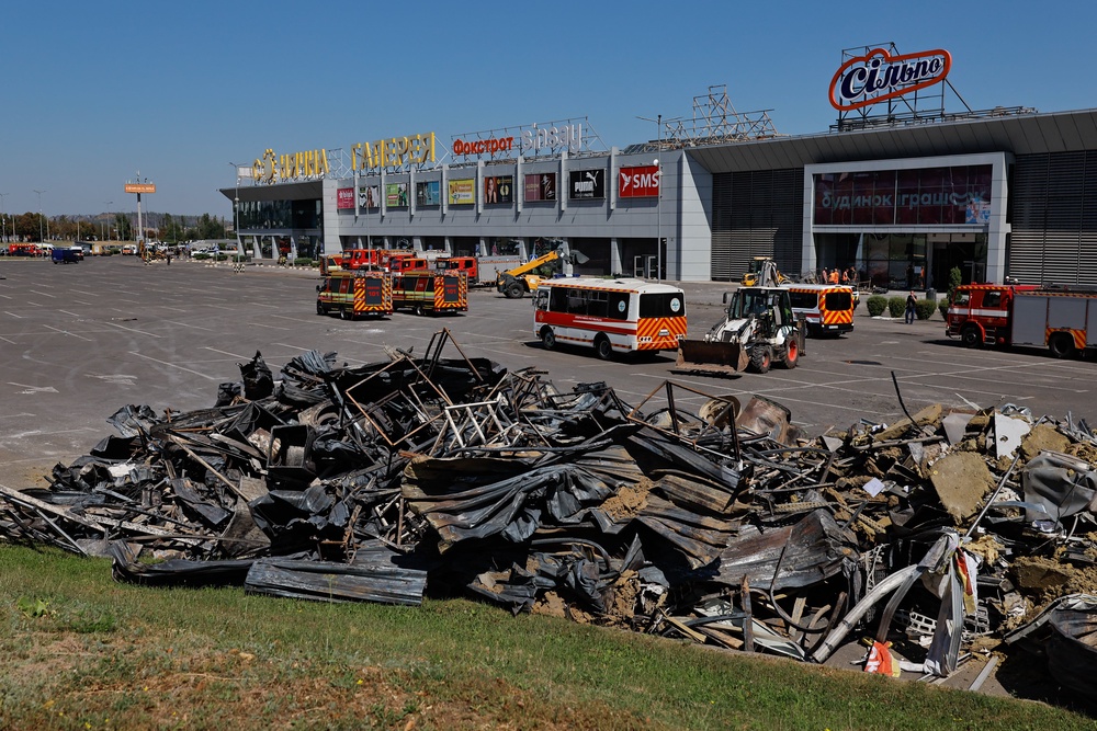 photograph shows a view of a shopping mall damaged following a Russian strike in Kryvyi Rih (AFP/Getty)