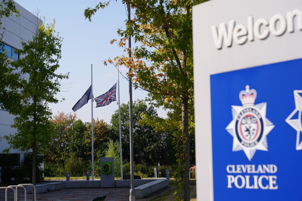 Flags were at half mast at Cleveland Police Headquarters in Middlesbrough following the tragedy (PA)