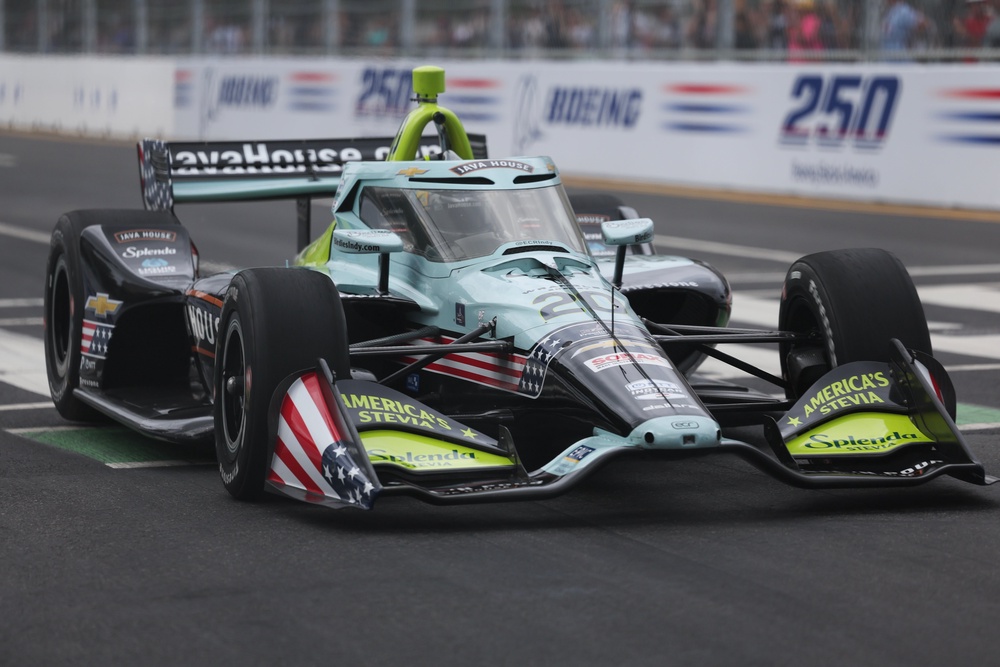 Alexander Rossi, driver of the #20 ECR Java House Ed Carpenter Racing Chevrolet drives in NTT INDYCAR series on August 22, 2026 in Washington, DC (Getty)