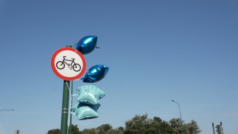 Balloons left near the scene on the A66 (PA)