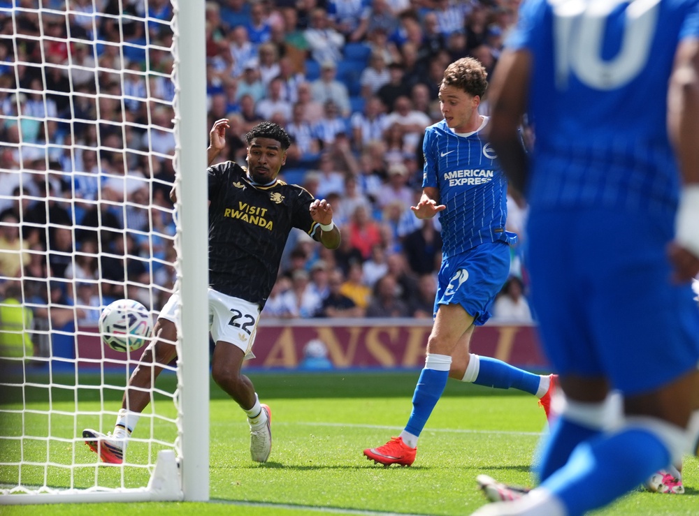 Brighton and Hove Albion's Maxim De Cuyper scores their side's second goal of the game (PA)
