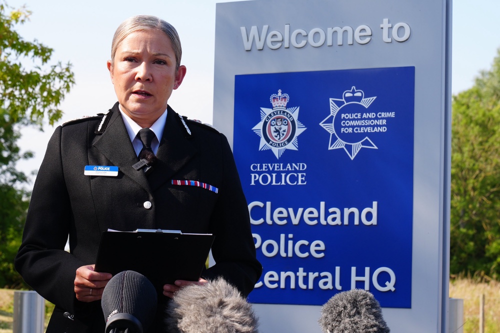 Cleveland Police Chief Constable Victoria Fuller spoke to the media at the force’s headquarters on Saturday (Owen Humphreys/PA) (PA Wire)