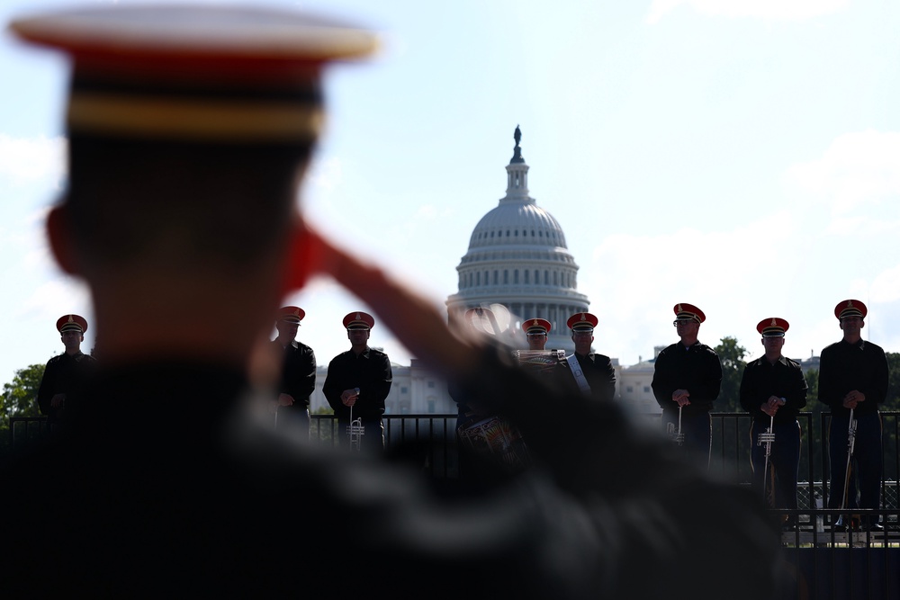 United States Marines seen before the start of the Grand Prix event (Getty)