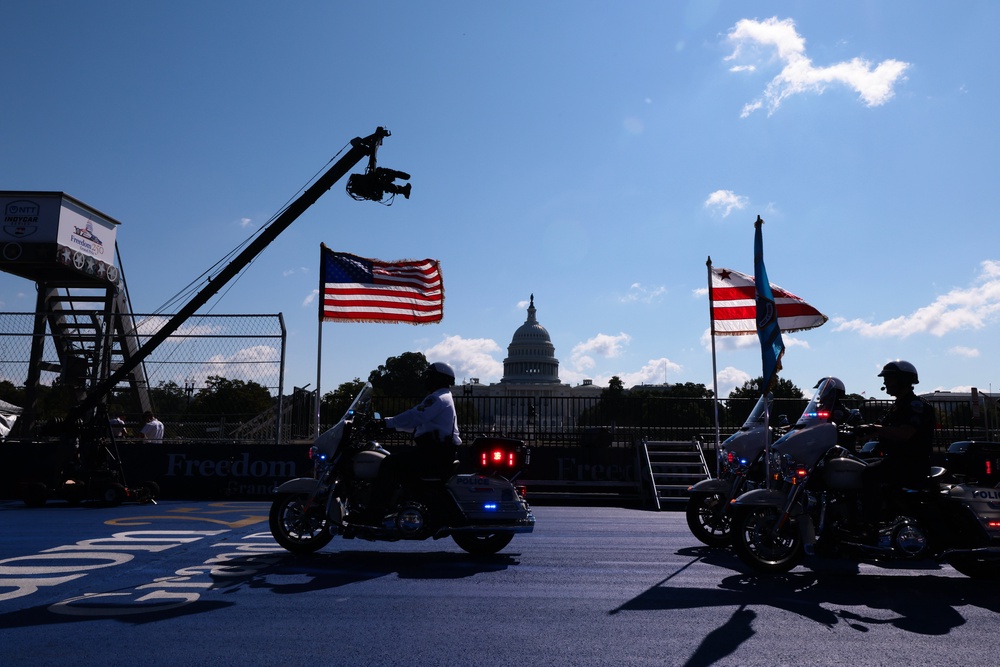 Washington, D.C., police are seen before the start of the Freedom 250 Grand Prix (Getty)
