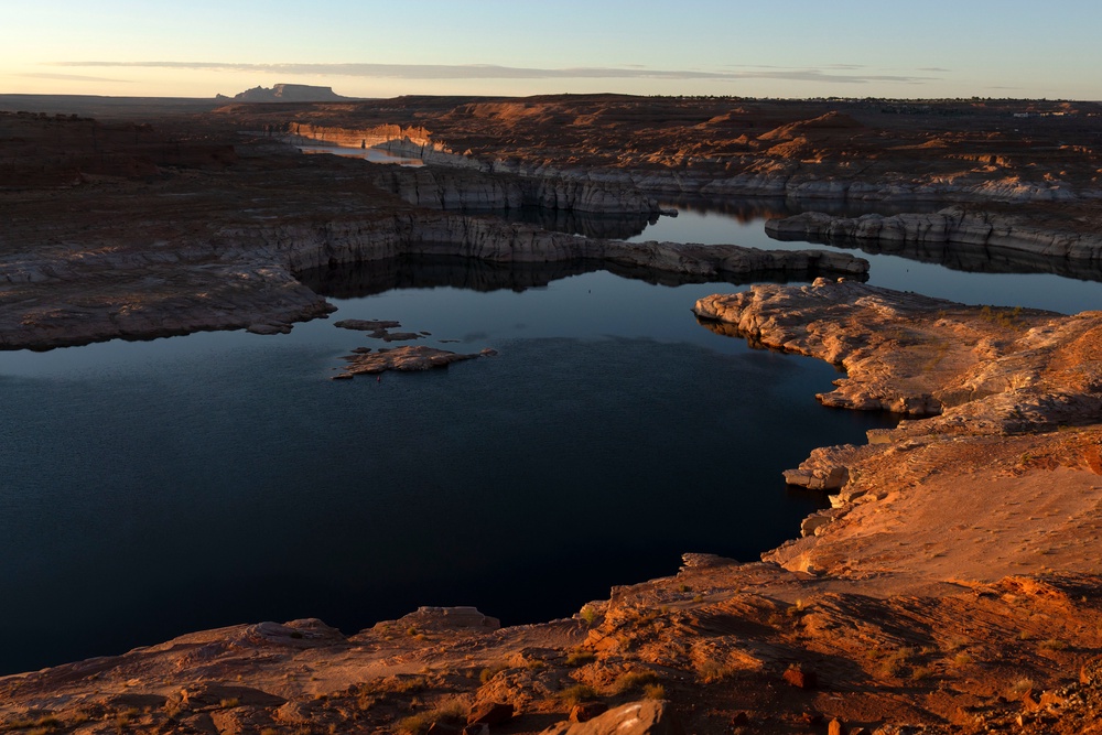 About 40 million people in seven western states rely on water from the Colorado River and its two largest reservoirs, Lakes Mead and Powell (pictured in 2025) which are now at record lows (Getty)