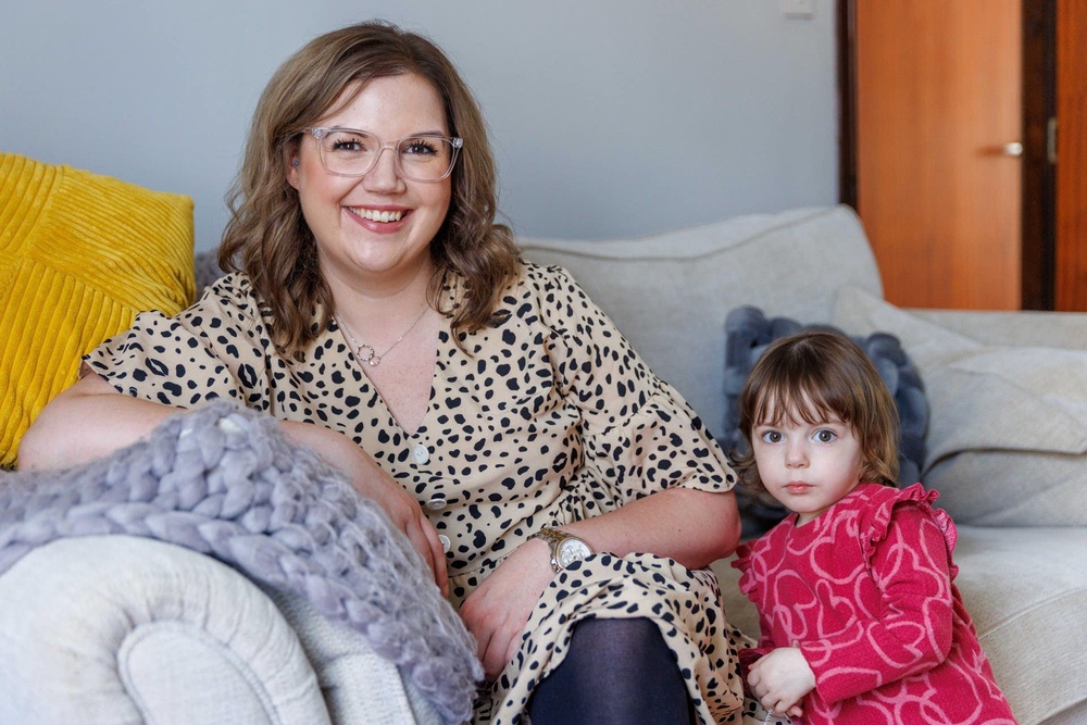 Mollie Murray, 2, of Montrose, Angus, the only child in the UK known to have her specific variant of xeroderma pigmentosum (XP), pictured at home with mum Kirsty Campbell (The Archie Foundation/Newsline Media)