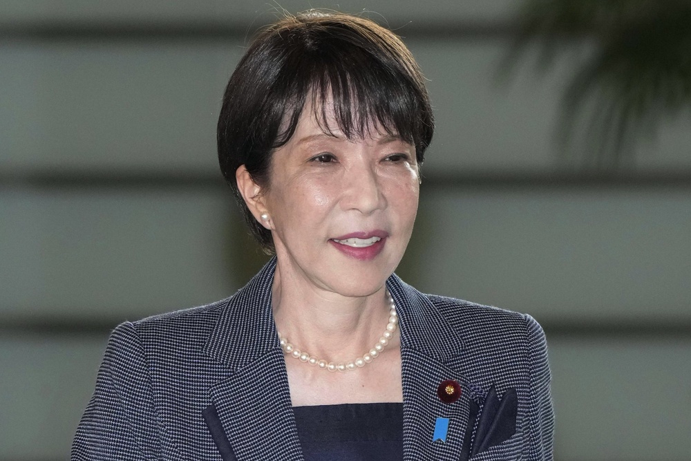 Japan's Prime Minister Sanae Takaichi enters her prime minister's office in Tokyo, Friday, Aug. 21, 2026. (Keisuke Hosojima/Kyodo News via AP) (AP)