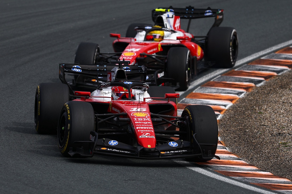 Hamilton was stuck behind teammate Charles Leclerc at a crucial moment in the grand prix (Getty)