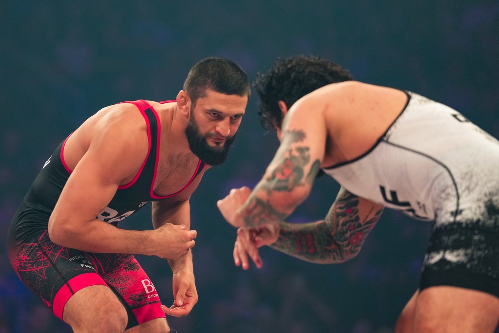 Former UFC champion Khamzat Chimaev in action in RAF (Real American Freestyle)