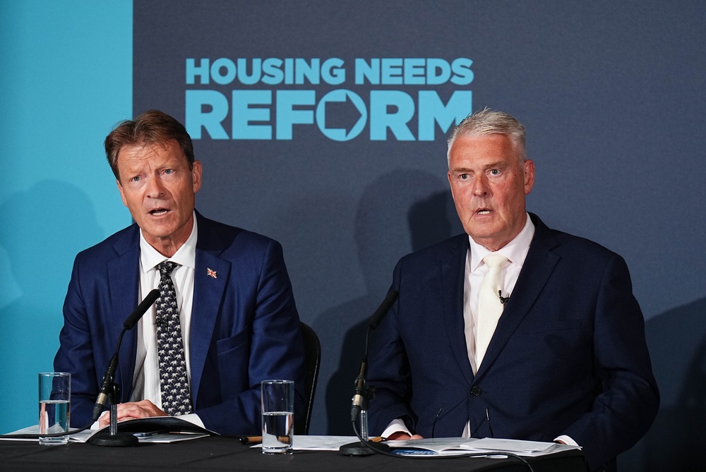 Reform UK deputy leader Richard Tice (left) and Lee Anderson set out Reform’s plans for social housing (Aaron Chown/PA) (PA Wire)