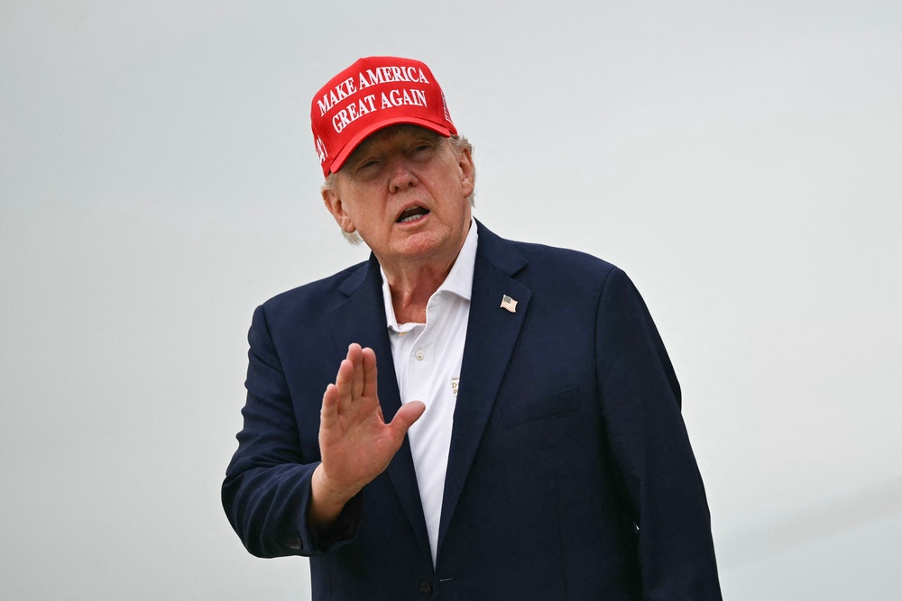 President Donald Trump has restarted a trade war with Canada - and given Republicans on the campaign trail a new policy to defend (AFP via Getty Images)