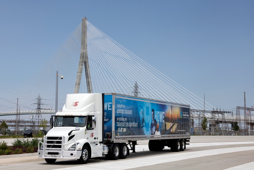 Canada is one of America’s largest trading partners - and a longtime ally. Pictured: a truck drives on the Gordie Howe International Bridge  during the opening ceremony in Windsor, Ontario, on July 24, 2026. The bridge connects Michigan with Ontario (AFP/Getty)