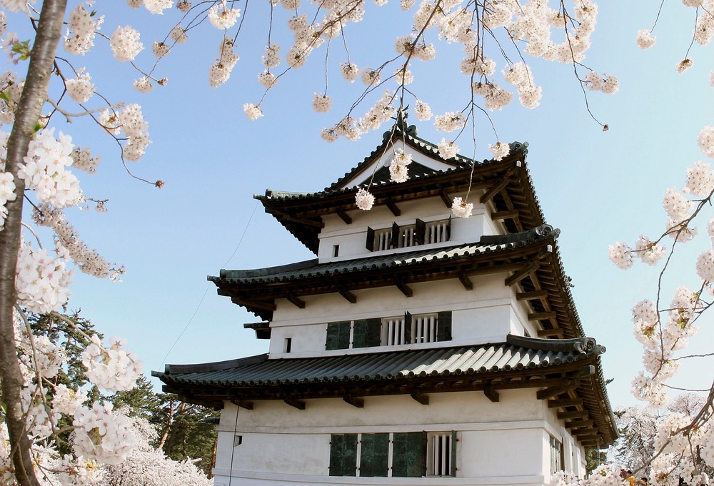 The three storey Hirosaki Castle was built in 1611 (Getty)