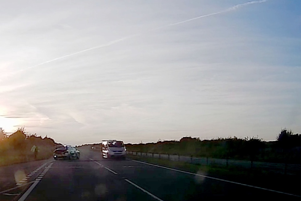 Moment the vehicle goes over the police spike strip (Martin Williams)