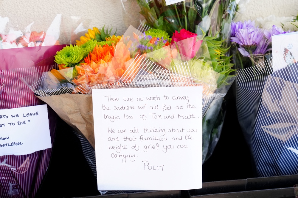 Flowers at the Cleveland Police HQ Memorial Garden in Middlesbrough (Owen Humphreys/PA) (PA Wire)