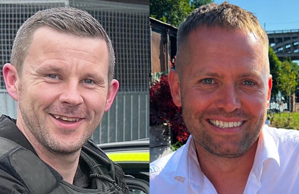 Pc Tom Clough (left) and Pc Matthew Blades, who died when a car going in the wrong direction hit a police car on the A66 near Middlesbrough (Cleveland Police/PA) (Cleveland Police)