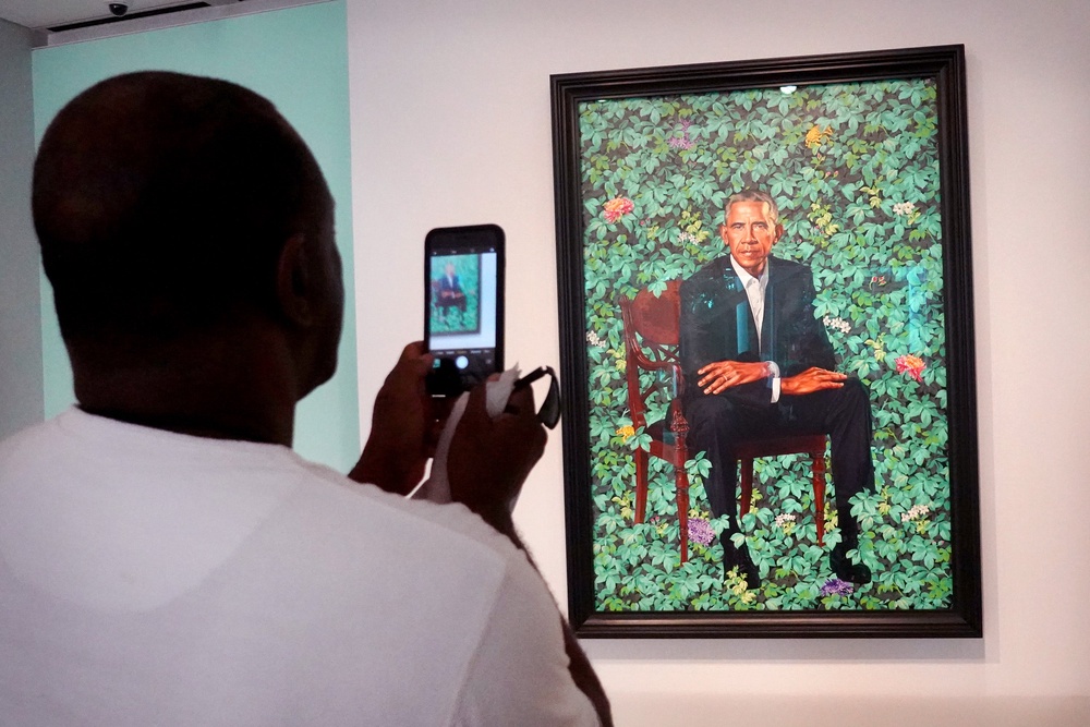 The portrait of former President Barack Obama, painted by Kehinde Wiley in 2018 (Getty)