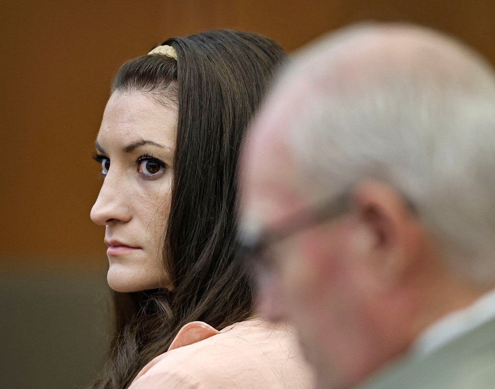 Clancy, 36, is charged with murdering her children, Cora, 5, Dawson, 3, and Callan, 8 months (Greg Derr/Pool via Reuters)