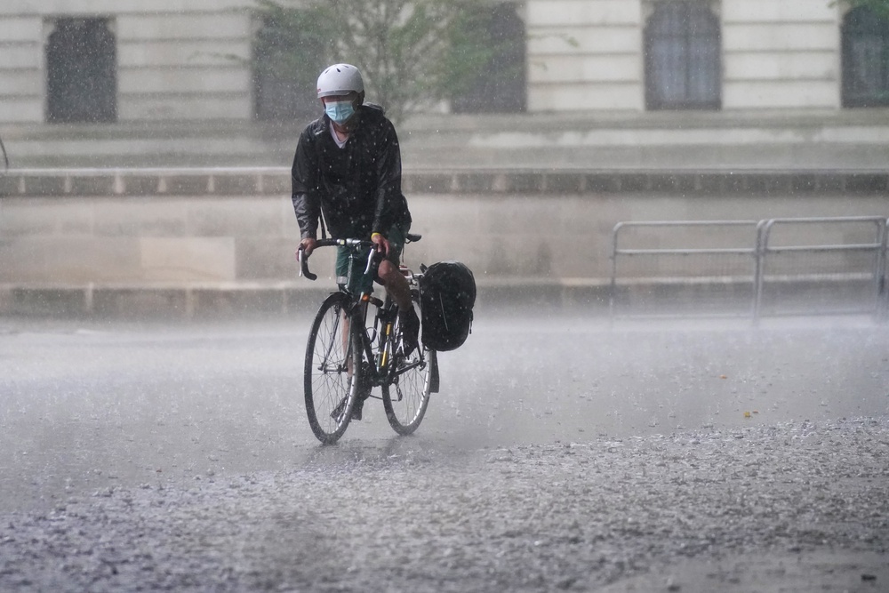 Large hail and frequent lightning are also possible before showers and thunderstorms drift northwards (PA) (PA Archive)