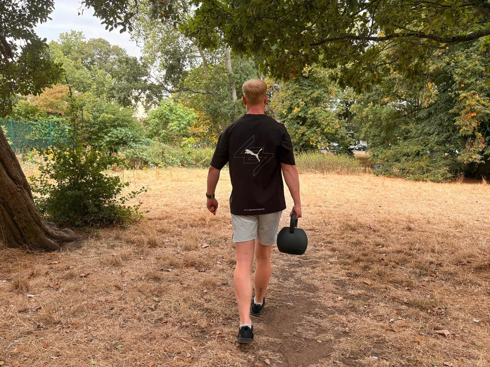 With kettlebell training, the workout often starts early – simply carrying it to your chosen workout spot can be a challenge (Harry Bullmore/The Independent)