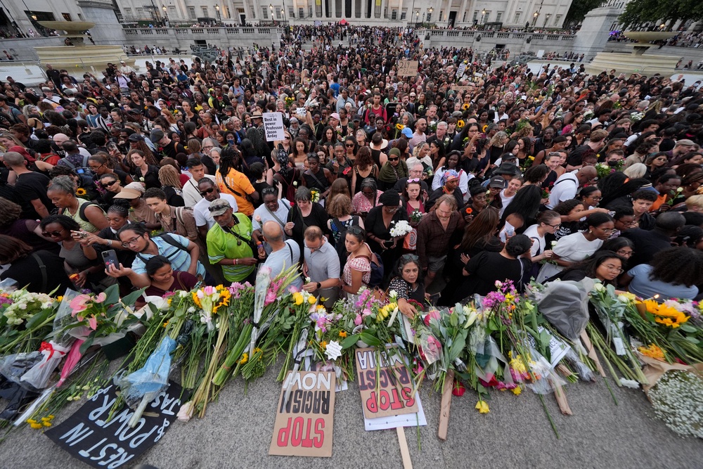 A vigil was organised by campaign group Stand Up to Racism for Prof Arday in Trafalgar Square last Monday (PA Wire)