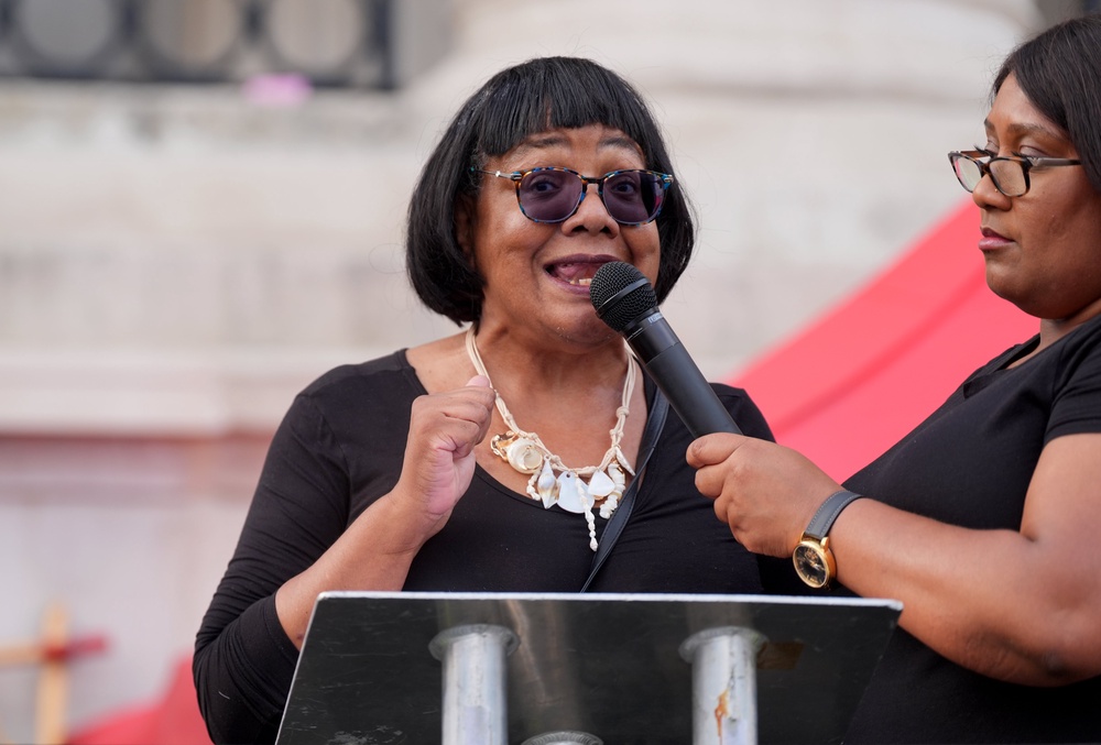 Diane Abbott spoke at a vigil for Prof Arday’s (Yui Mok/PA) (PA Wire)
