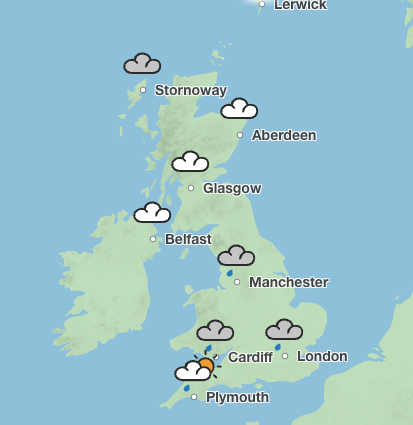 Met Office forecasts rain for Saturday across most of the UK (Met Office)