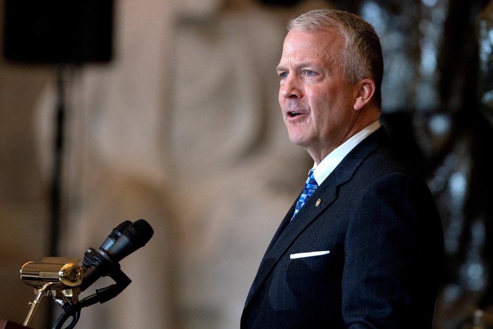 Senator Dan S. Sullivan has been serving the people of Alaska as the Republican incumbent since 2015 – he is currently facing off against Democrat Mary Peltola to retain his seat (Reuters)