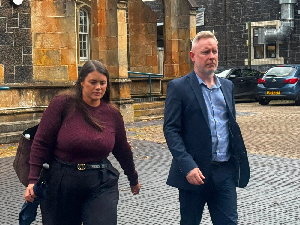 Aaron McClelland outside Ballymena Magistrates’ Court on Wednesday. (PA)