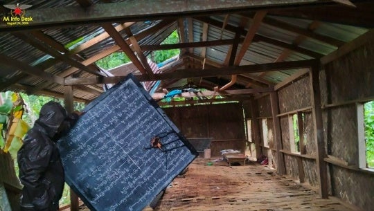 The monastic school collapsed that was struck at Sein Nyin Wa village (Arakan Army)