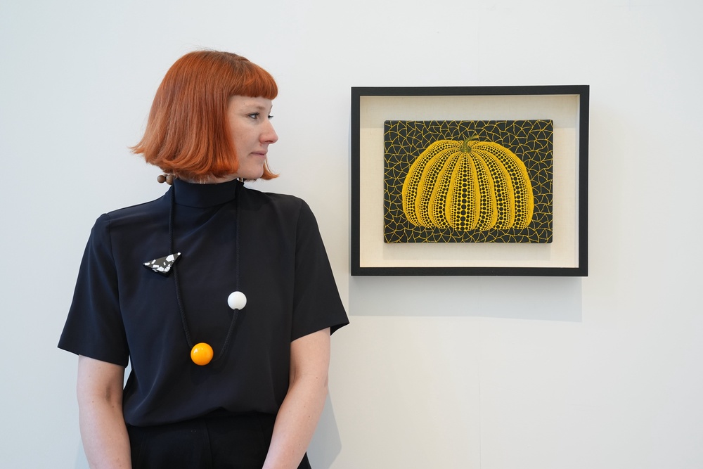 Yayoi Kusama’s Pumpkin on display at Phillips’ auction room in 2025 (PA) (PA Archive)